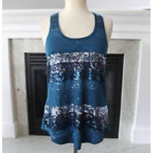 Express sequin racer back tank top
